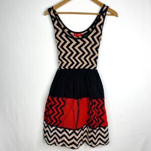 Derhy Chevron Print Sleeveless Dress Medium